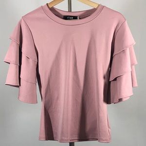 CBR Ruffle Sleeve Pink Blouse Size M